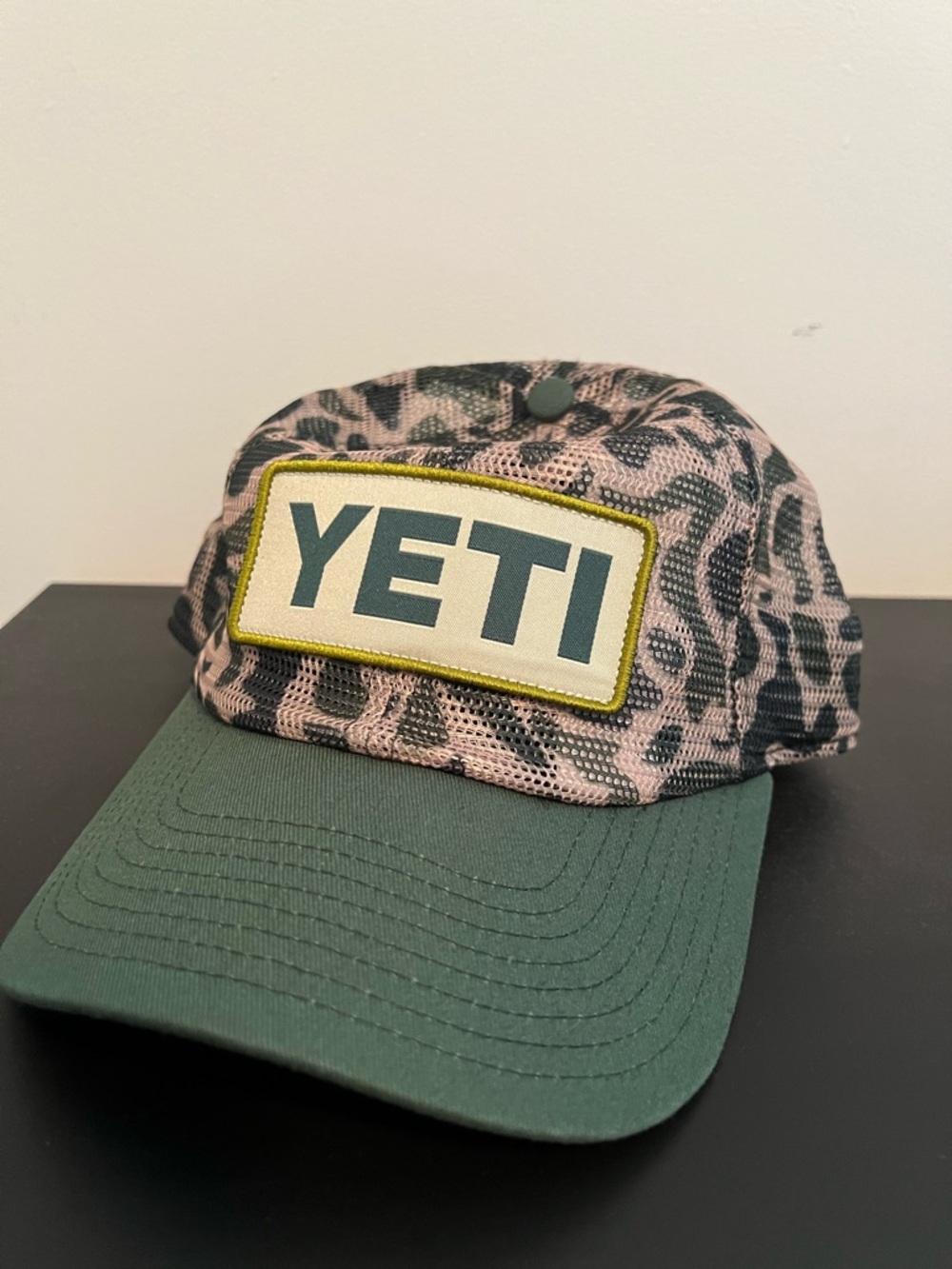 YETI Camo Mesh Hat with Green Brim